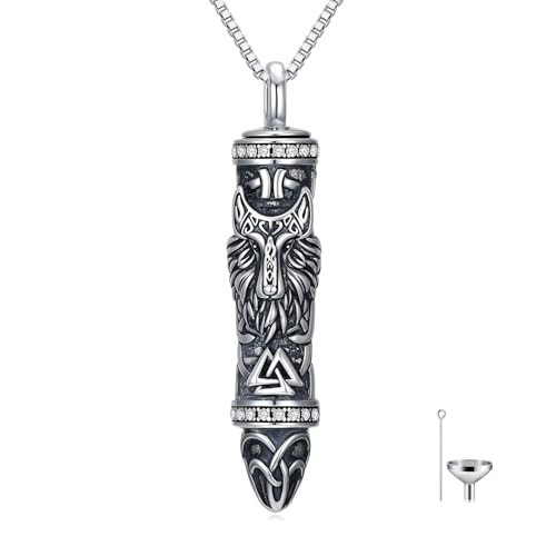 JKR Keepsake Urn Necklace for Ashes Cremation Jewelry Memorial Gift - style: 8-Bullet-Wolf