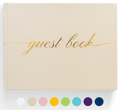 Elegant Wedding Guest Book - Perfect for Wedding Receptions, Baby Showers, Birthdays and Special Events - Polaroid Guest Book with 110 Lined Pages for Sign-in and Photos -Hardcover (Beige) - color: Beige