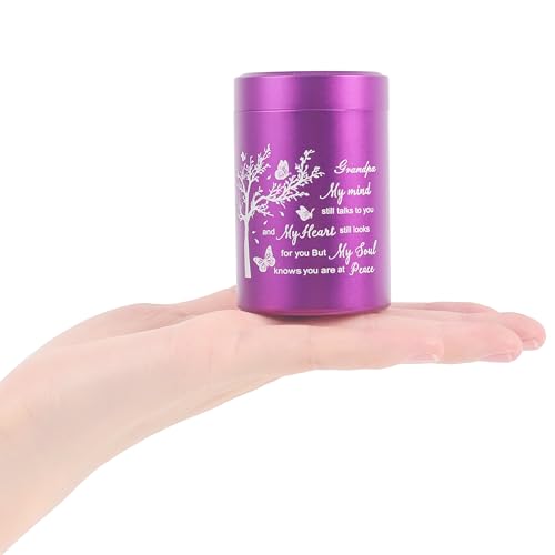 3 Inch Small Urn for Human Ashes Aluminum Mini Cremation Small Keepsake Urn for Sharing Ashes Mini Urn-Grandpa Purple - size: Purple-Grandpa