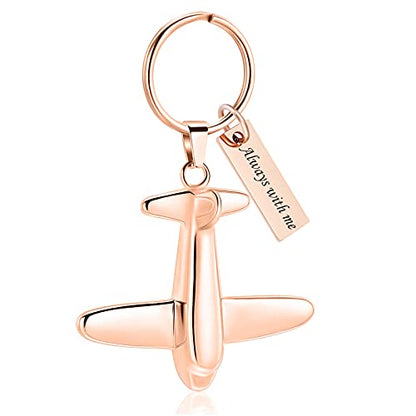 Minicremation Cremation Jewelry Urn Keychain for Ashes Airplane Memorial Urn Pendant for Human Pet's Keepsake Key Chain - color: Customize