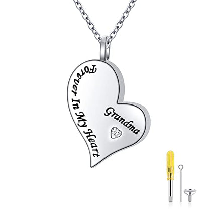 Ladytree 925 Sterling Silver Cremation Urn Necklace for Ashes - style: Grandma