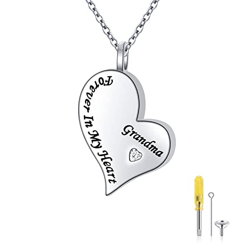Ladytree 925 Sterling Silver Cremation Urn Necklace for Ashes - style: Grandma