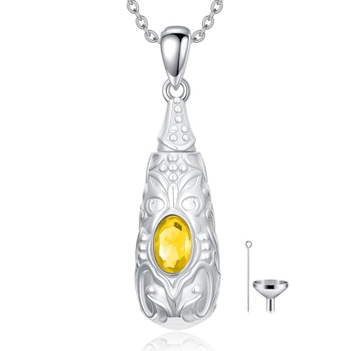 Seiyang Urn Necklace for Ashes 925 Sterling Silver Cremation Necklace with Birthstone Memorial Cremation Jewelry for Women Loved One - color: 11 November, style: Style B