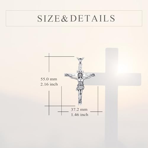 925 Sterling Silver Cross Necklace for Men & Women Crucifix Jesus/Cross Pendant with 22"+2" Stainless Steel Chain Jewelry Gift for Christmas, Father's Day, Mother's Day, Birthday-Gift Box Included - style: B04 Crucifix