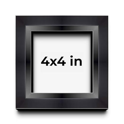 4x4 Inch Shadow Box Black Beveled Display Frame | 1.5 Inches Deep | 1 Inch Wide Moulding | Includes Shatter Resistant Acrylic Plexiglas, Acid-Free Backing and Hanging Hardware - size: 4x4
