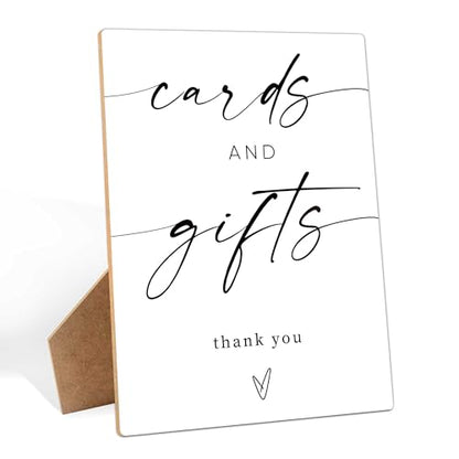 Cards and Gifts Sign, 8×11 Inches Wooden Sign With Stand, Minimalist Gender Neutral Tabletop Decor for Gender Reveal Party, Baby Shower, Wedding, Bridal Shower, Event Party Favor Supplies-5 - style: Cards and Gifts
