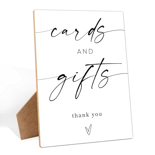 Cards and Gifts Sign, 8×11 Inches Wooden Sign With Stand, Minimalist Gender Neutral Tabletop Decor for Gender Reveal Party, Baby Shower, Wedding, Bridal Shower, Event Party Favor Supplies-5 - style: Cards and Gifts