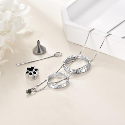 ONEFINITY Urn Necklace for Ashes 18k White Gold Plated Sunflower/Paw Print/Opal Urn Locket Necklace Cremation Jewelry Memorial Keepsake Jewelry Gifts for Women - style: Paw Print