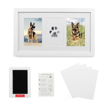 Green Pollywog Paw Print & Nose Print Keepsake Kit with Ink Pad - size: Paw Print Frame Kit - White