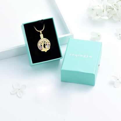 zeqingjw Cat Cremation Jewelry Urn Necklace for Ashes for Pet,Funeral Ashes Keepsake Urn Necklace Pendant Memorial Jewellery - color: Gold-Purple