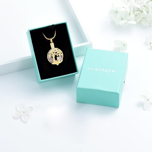 zeqingjw Cat Cremation Jewelry Urn Necklace for Ashes for Pet,Funeral Ashes Keepsake Urn Necklace Pendant Memorial Jewellery - color: Gold-Purple