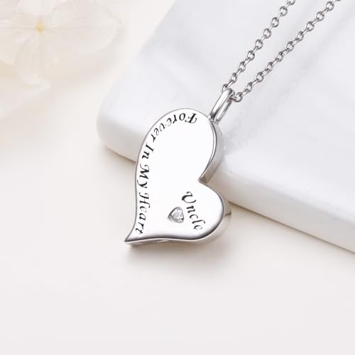 Ladytree 925 Sterling Silver Cremation Urn Necklace for Ashes - style: Uncle