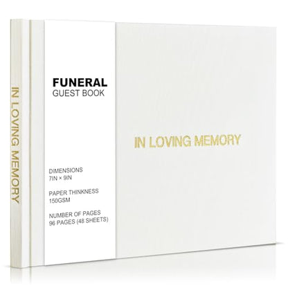 Funeral Guest Book – Linen Cover Celebration of Life Memorial