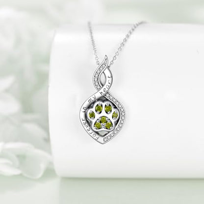 Butterfly/Dragonfly/Pet Paw/Tree of Life/Maple Leaf/Cross Urn Necklace for Ashes 925 Sterling Silver Cremation Pendant Jewelry Gifts for Women Mom - color: Paw-August