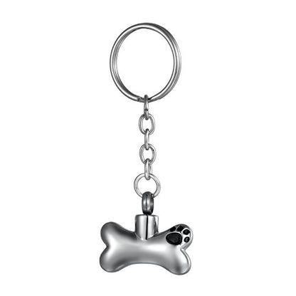 COCO Park Pet Paw Bone Urn Pendant Key Chain, Cremation Jewelry Memorial Ash Keepsake, Funnel Fill Kit
