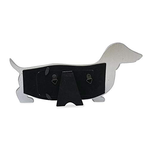 Isaac Jacobs Double 2x2 Resin Sentiments Dog Shaped Picture Frame - Silver | Photo Gift for Pet Puppy, Tabletop, Desktop & Wall Display (2x2, Silver) - color: SIlver