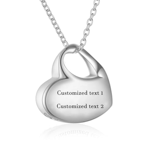 Cremation Jewelry for Ashes Heart Urn Necklaces for Ashes, Locket Necklace for Ashes Memorial Urn Jewelry Waterproof Keepsake Pendant with Funnel Kit & Bag - style: Customized