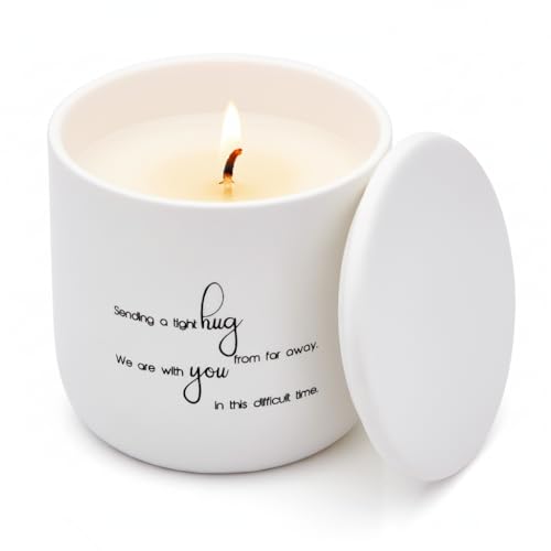 Sympathy Candle for Loss - Sending a Tight Hug Memorial Gift - Lime Basil Mandarin - 40H Soy Wax Remembrance, Bereavement, Grief & Condolence Keepsake