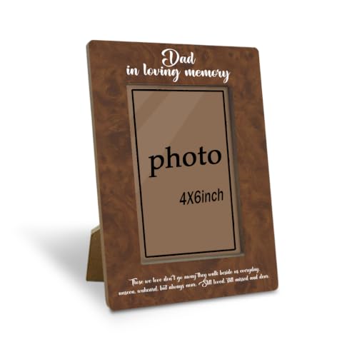 Wooden Gifts Loss of Dad, Sympathy Picture Frame, Dad In Loving Memory Remembrance Wood Picture Frames Gift, Wooden Photo Frame Fitting a 4x6 Inch Photo, Display on Table Top