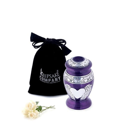 Angel Wings & Heart Cremation Urn (Red Shimmer, Large)' (Purple Glossy, Single - Miniatue) - color: Purple Glossy