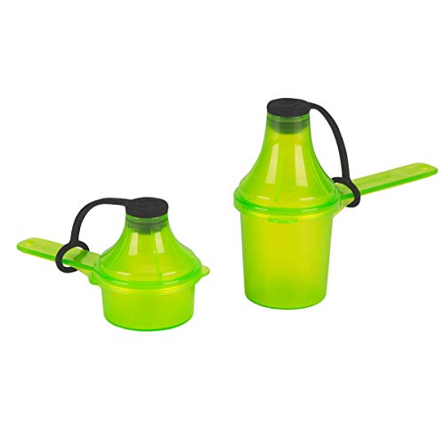 15cc/30cc Pre-Workout Funnel 2-Pack - Green | Patented 2-in-1 scoop & funnel container, dual 15cc/30cc sizes, portable pre-workout dispenser, leak-proof, fits shaker cups - color: Green
