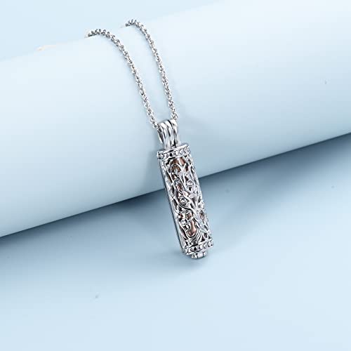 shajwo Cylinder Cremation Jewelry Tree of Life Urn Ashes Necklace for Women Men Vial Cremation Ash Pendant Loved One Memorial Jewelry - color: Customize