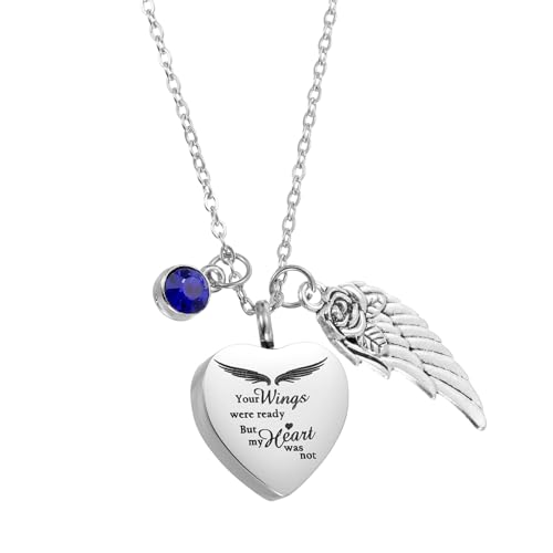 uxcell Cremation Necklace for Ashes with Stones, Urn Ash Memorial Cremation Necklaces Waterproof Keepsake Pendant with Funnel Kit for Ashes of Loved Ones, Pet (Dark Blue) - color: Dark Blue