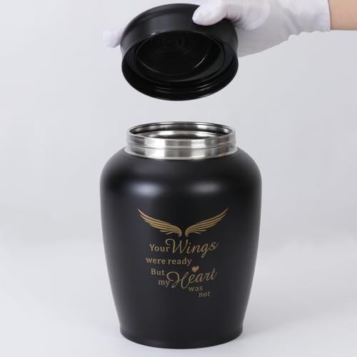 Large Cremation Urns for Ashes Adult Male Female | Black Angel Decorative Burial Urns for Women and Men, Funeral Memorial Urn (Holds Up to 180 LBS) - size: Large