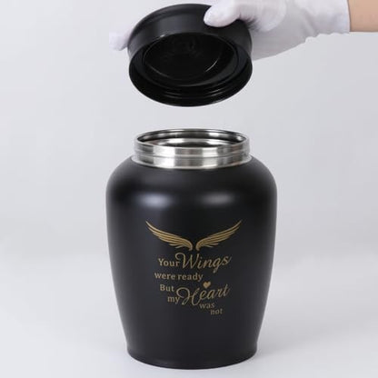 Large Cremation Urns for Ashes Adult Male Female | Black Angel Decorative Burial Urns for Women and Men, Funeral Memorial Urn (Holds Up to 180 LBS) - size: Large