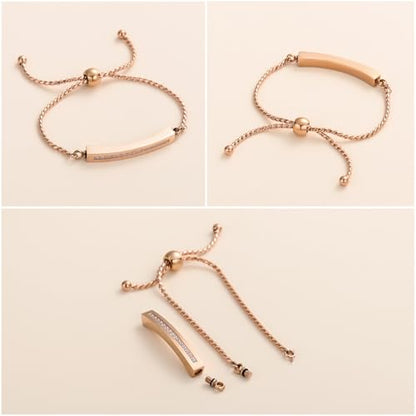 Minicremation Shiny Crystal Cremation Bracelet for Ashes for Women Cube Urn Bangle Locket Ash Holder Memorial Jewelry Bracelet Keepsake Gift - color: Rose Gold