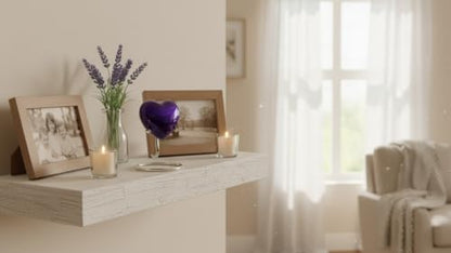 Purple Heart Cremation Urns Printed Small Urn with Box & Stand - Small Keepsake Shaped - Mini Urn Heart Shaped - Honor Your Loved One with Memorial Cremation