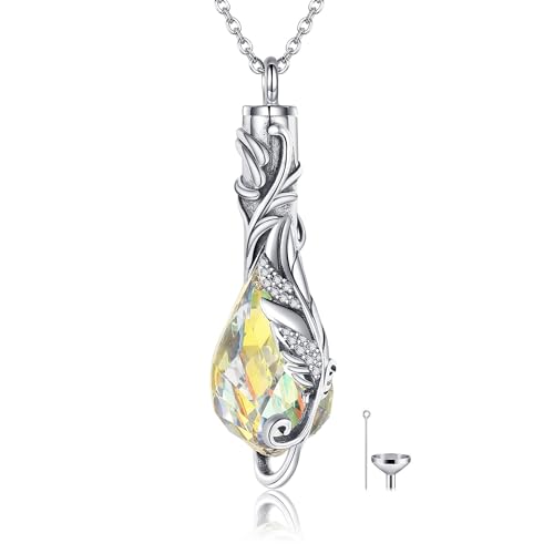 Heart/Cross/Infinity Moonstone Urn Necklace for ashes for Women Sterling Silver Dainty Cremation Jewelry Trendy Ashes Keepsake Memorial Gift for Mother/Grandma/Sister/Husband - style: Crystal