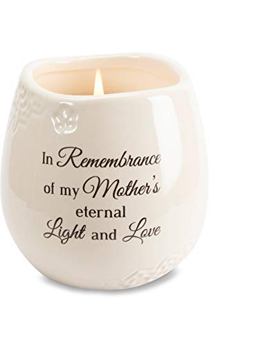 Pavilion 'in Memory, A Bit of Heaven' Ceramic Candle Gift Set - White Soy Candle and 'Light Your Way' Memorial Mother Candle