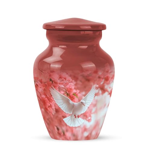 Yatskia Cherry Blossoms Dove Small Funeral Urns for Human Ashes Male and Female, Mini Keepsake Urn for Adult Ashes, (Classic Pack of 1, 3 Inch) - color: #3 Pink, size: 3 Inch Pack of 1