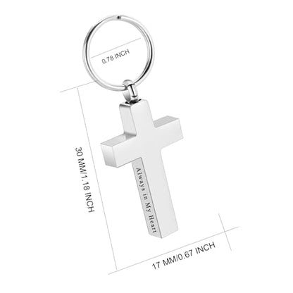 Cross Urn Keychain for Ashes - Cremation Pendant for Men Women - Memorial Jewelry Holder for Human Ashes