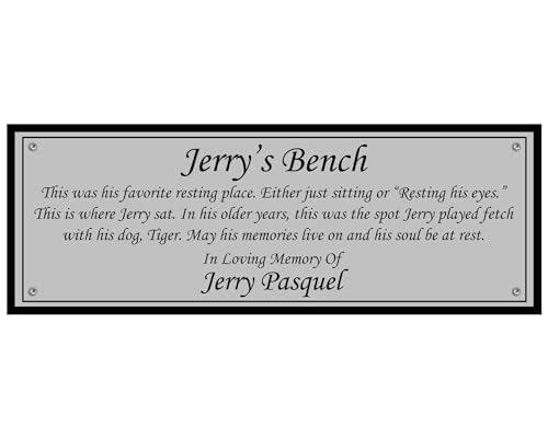 Memorial Bench Plate, Personalized Plaque, Door Name Plate, Building Sign, Engraved Tree Plaque, Custom Engraving, Multiple Sizes and Colors (Silver) - color: Silver