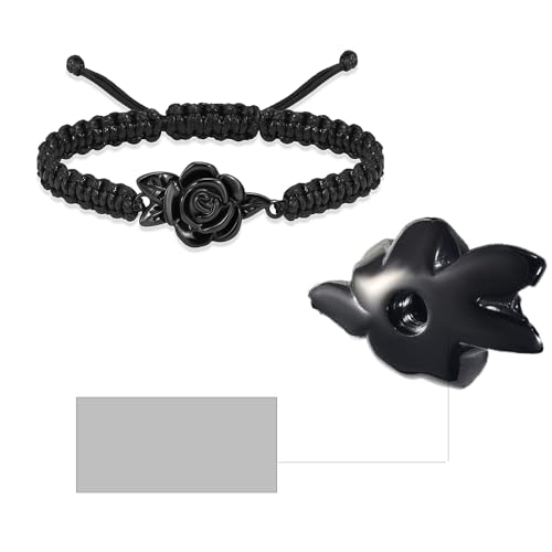 Rose Flower Adjustable Urn Bracelet for Ashes Birthstone Stainless Steel Cremation Jewelry Memorial Keepsake Locket Urns Bracelet Jewelry for Men Women Gifts - color: Customize-2