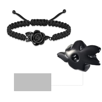 Rose Flower Adjustable Urn Bracelet for Ashes Birthstone Stainless Steel Cremation Jewelry Memorial Keepsake Locket Urns Bracelet Jewelry for Men Women Gifts - color: Customize-2
