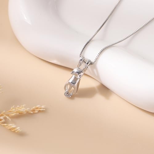 Baydurcan Pendant Necklace for Women Friends Sister Birthday Christmas Gift | Silver Evil Eye Ankh Mary Friendship Dragonfly Hummingbird Snake Turtle Pendant Necklace for Her Just Because Gifts - style: Cat