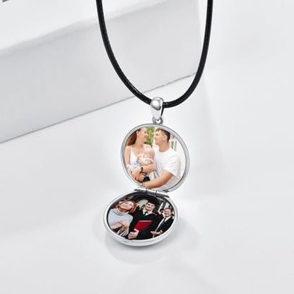 TANGPOET Small Compass Locket Necklace for Men Women 925 Oxidized Silver Lockets Necklace that Holds Two Pictures Memorial Photo Jewelry Birthday Valentines Fathers Day Graduation Gifts