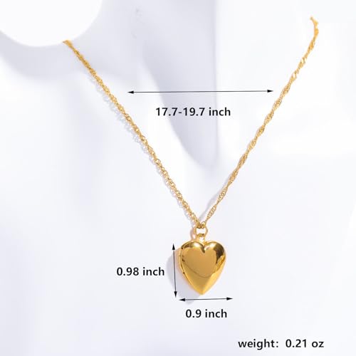 Gold Love Heart Locket Necklace Photo Locket Necklace