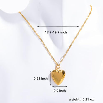 Gold Love Heart Locket Necklace Photo Locket Necklace