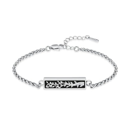 Tree of Life Urn Bracelets for Men Women Cylinder Bar Cremation Jewelry for Ashes Stainless Steel Adjustable Memorial Keepsake Bangle - color: Silver
