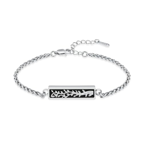 Tree of Life Urn Bracelets for Men Women Cylinder Bar Cremation Jewelry for Ashes Stainless Steel Adjustable Memorial Keepsake Bangle - color: Silver