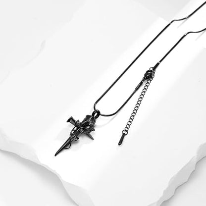 Imrsanl Cremation Jewelry Nail Cross Urn Necklace Pendant - color: Rose Flower-Black