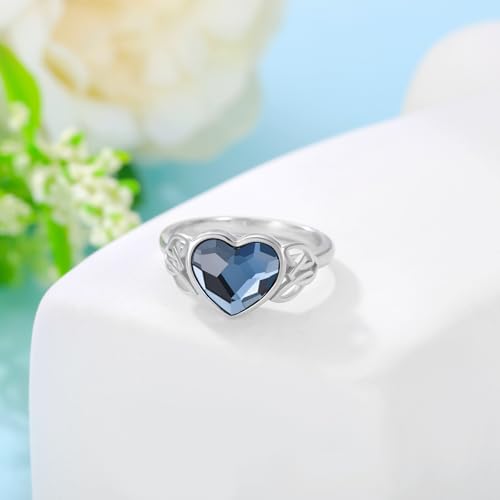 AOBOCO Celtic Knot Urn Ring for Women 925 Sterling Silver Heart Cremation Ring for Ashes Jewelry for Women