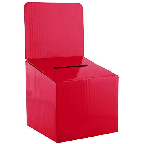 Raffle Ticket Donation Collection Ballot Box Reusable Sturdy thick Cardboard with Slot comment Suggestion Box With Removable Header 6H x 6W x 6D, Display area 6H x 6W(Pink 5 pack) - color: Pink