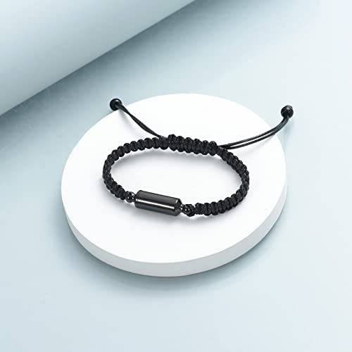 shajwo Cylinder Urn Bracelet for Ashes for Women Men - color: Black Rope