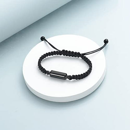shajwo Cylinder Urn Bracelet for Ashes for Women Men - color: Black Rope