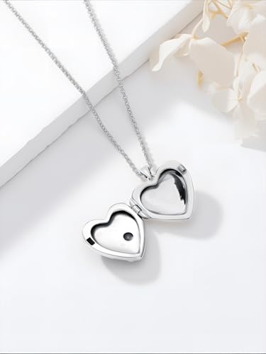 Dorunmo Personalized Heart Locket Necklace That Holds 2 Picture 925 Sterling Silver Custom Lockets Pendant Memorial Jewelry Gifts for Mom Sisters - color: Sunflower, style: Non-Personalized